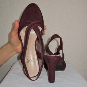 Burgundy Slingback Mid-height Heels